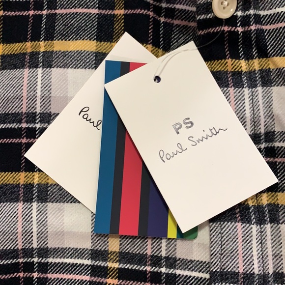 Paul Smith Men's Casual Plaid Shirt - Yellow, Black, and White - Picture 3 of 3